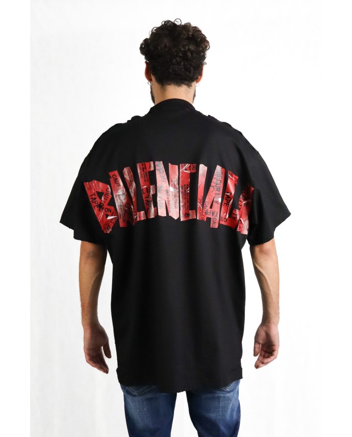 T-shirt Balenciaga Security Tape Logo Oversize