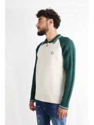 Maglione Casablanca bicolore con zip