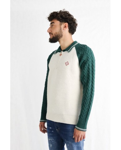 Maglione Casablanca bicolore con zip