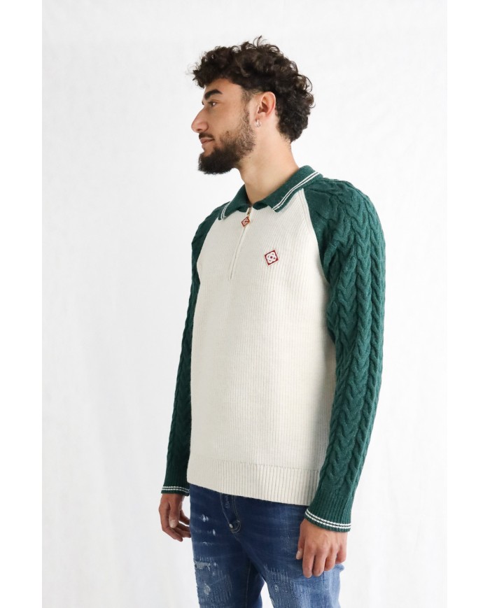 Maglione Casablanca bicolore con zip