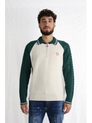 Maglione Casablanca bicolore con zip