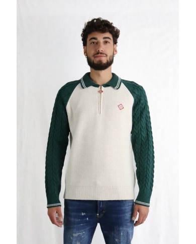 Maglione Casablanca bicolore con zip