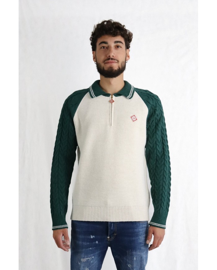 Maglione Casablanca bicolore con zip