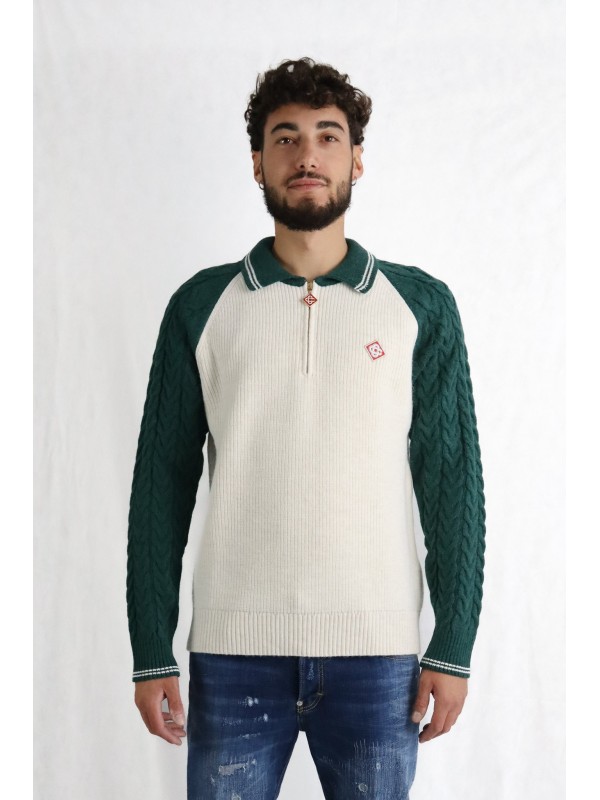 Maglione Casablanca bicolore con zip