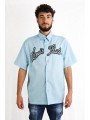 Camicia a maniche corte Louis Vuitton con ricamo logo centrale celeste