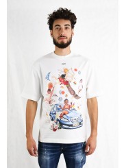 T-Shirt Off White con motivo Car Fresco