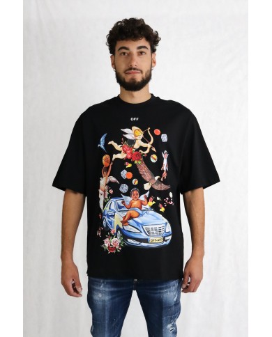 T-Shirt Off White con motivo Car Fresco