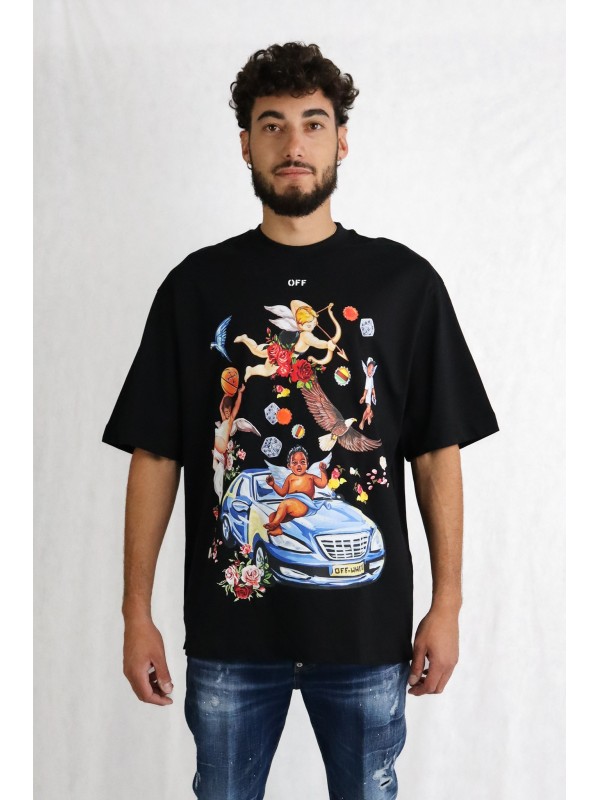 T-Shirt Off White con motivo Car Fresco