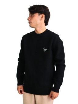 Maglioncino Prada Logo Intarsia Wool Sweater