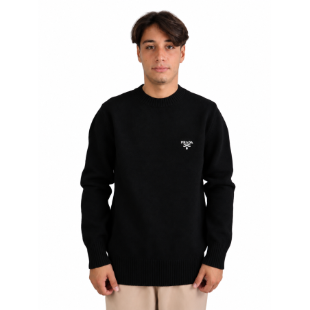 Maglioncino Prada Logo Intarsia Wool Sweater