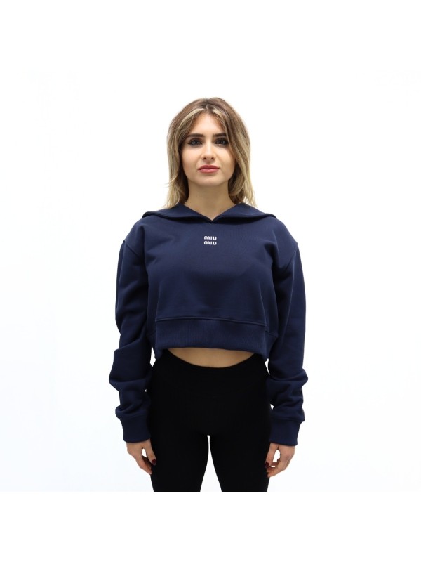 Felpa con logo ricamato Miu Miu