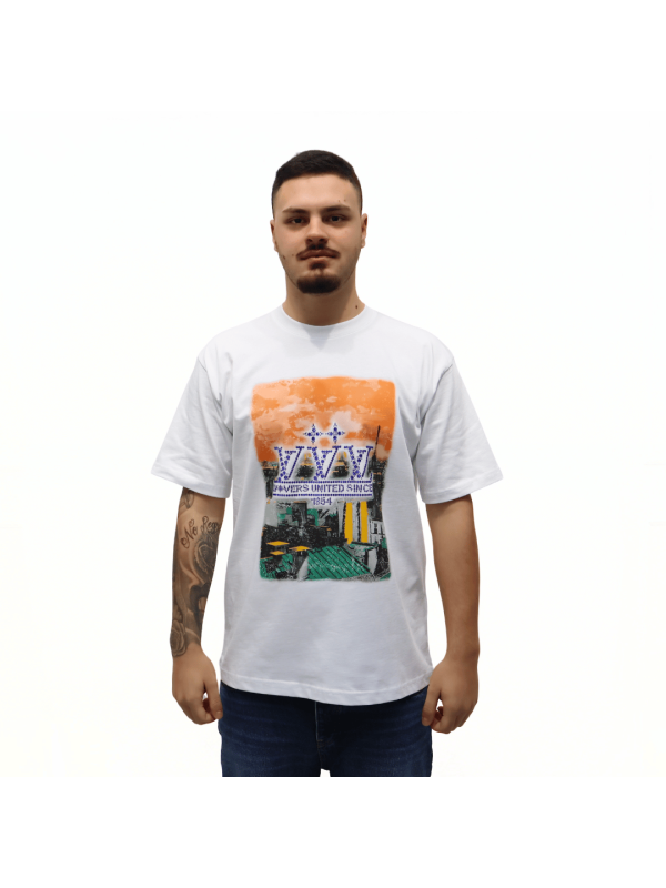 T-shirt in cotone con decoro grafico Louis Vuitton