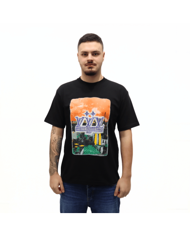 T-shirt in cotone con decoro grafico Louis Vuitton