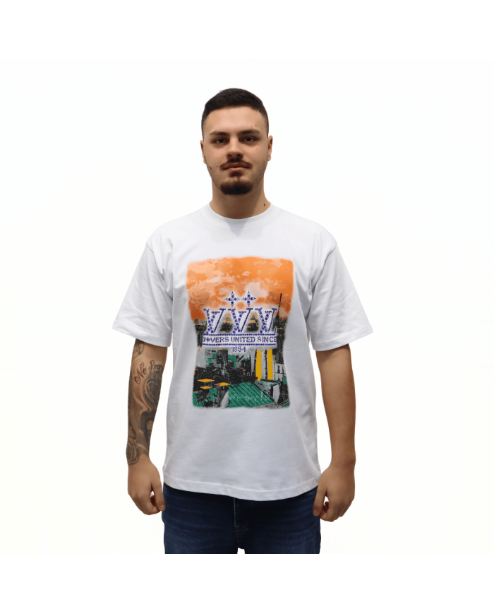 T-shirt in cotone con decoro grafico Louis Vuitton